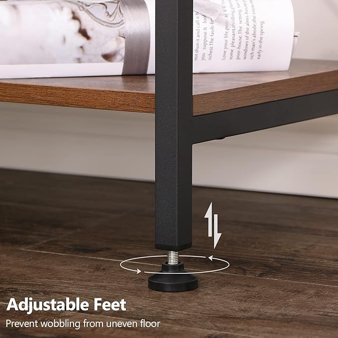 BEWISHOME 3 Tier Bookshelf, Rustic Small Book Shelf for Small Spaces, Brown Wooden Shelves for Bedroom Living Room and Home Office, 13.58" D x 24.21" W x 37" H, JCJ32Z - LeafyLoom