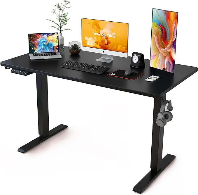 63 x 24 Inches Standing Desk Adjustable Height with Splice Board- Stand Up Desk, Electric Standing Desk, Sit to Stand Desk for Home & Office Computer Desk - LeafyLoom