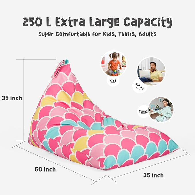Nobildonna Stuffed Animal Storage Bean Bag for Kids (No Filler), Extra Large 250L Bean Bag Chair Cover Only, Washable Beanbag Without Filling Soft Premium Canvas Stuffable Bean Bag Cover (Mermaid) - LeafyLoom