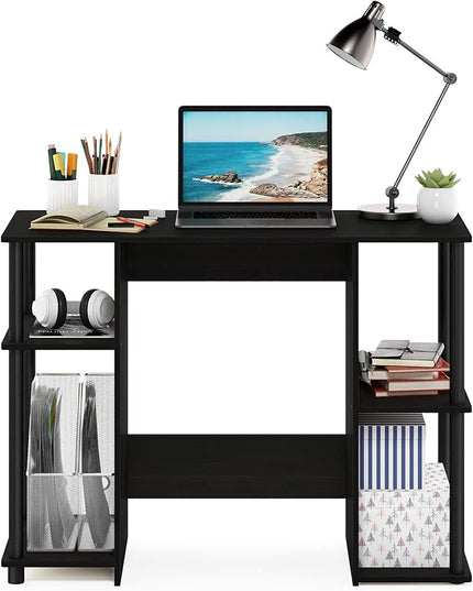 Furinno JAYA Computer Study Desk,Open Storage, Espresso - LeafyLoom
