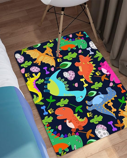 Dinosaur Rug for Boys Room Cartoon Dinosaur Area Rugs Kids Rug Dinosaur Rug Kids Play Rug Dinosaur Play Rug for Bedroom and Kidroom Playing Room,Dark Blue 2'×3' - LeafyLoom
