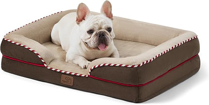 Bedsure Orthopedic Dog Bed for Medium Dogs - Waterproof Dog Sofa Beds Medium, Supportive Foam Pet Couch Bed with Removable Washable Cover, Waterproof Lining and Nonskid Bottom, Brown BEDSURE