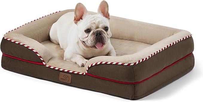 Bedsure Orthopedic Dog Bed for Medium Dogs - Waterproof Dog Sofa Beds Medium, Supportive Foam Pet Couch Bed with Removable Washable Cover, Waterproof Lining and Nonskid Bottom, Brown BEDSURE