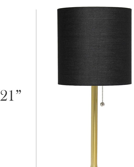 Simple Designs LT1076-GDB Tapered Fabric Drum Shade Table Lamp, Gold and Black, Gold/Black, 8 x 8 x 21 - LeafyLoom
