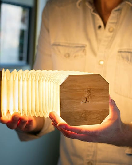 Gingko Natural Bamboo Wood Smart Accordion Lamp - LeafyLoom
