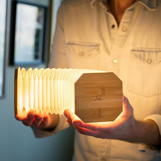 Gingko Natural Bamboo Wood Smart Accordion Lamp - LeafyLoom