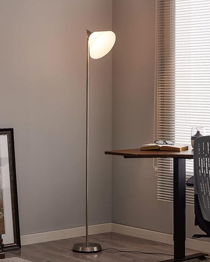 Floor Lamp Standing Lamp Adjustable Head Arcylic Shade Floor Lamps for Living Room/Office/Bedroom (satin nickel) - LeafyLoom