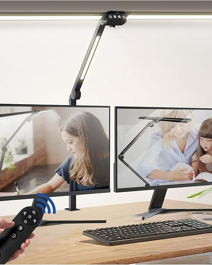 Desk Lamps for Home Office,3 Light Bars LED 4 Color Modes & 5 Brightness Table Lamp,24W Auto Off Timer Memory Function Drafting Desk Light with Clamp,Eye-Friendly Workbench Architect - LeafyLoom