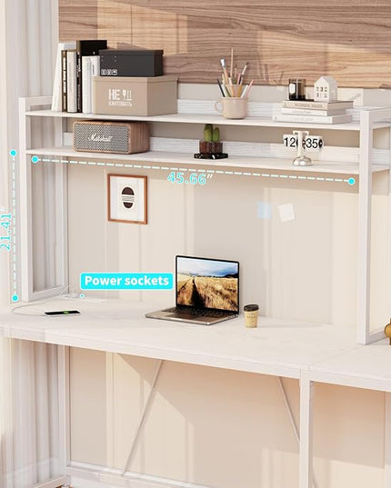 L Shaped Gaming Desk, Reversible L Shaped Computer Desk with Drawers, Led Lights & Power Outlets for Home Office White - LeafyLoom