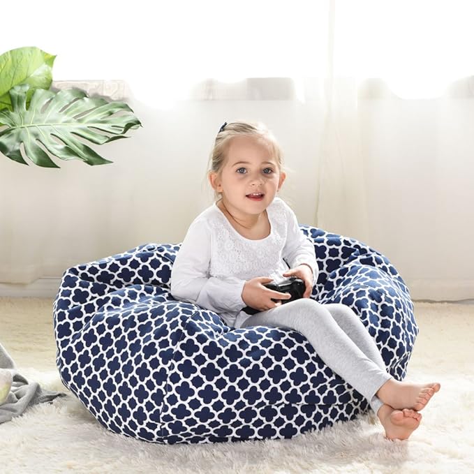 YuppieLife Kids Storage Bean Bag Cover（No Filling）Toy Organizer|Carrying Handle Sofa|Available for Kids and Teenager|Cuddle Chair|Machine Washable and Durable（27“,Leaf Clover） - LeafyLoom