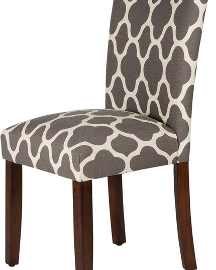 HomePop Parsons Classic Upholstered Accent Dining Chair, Set of 2, Grey and Cream Geometric - LeafyLoom