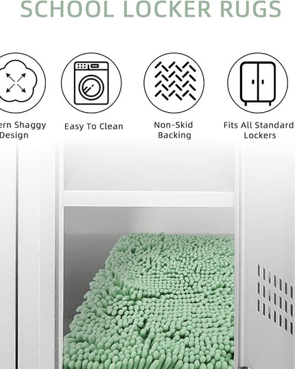 Locker Rug school girl rugs Carpet Chenille 100% Microfiber Locker Carpet with Non Skid Backing Locker Decorations (Green, 11.5X17.5) - LeafyLoom