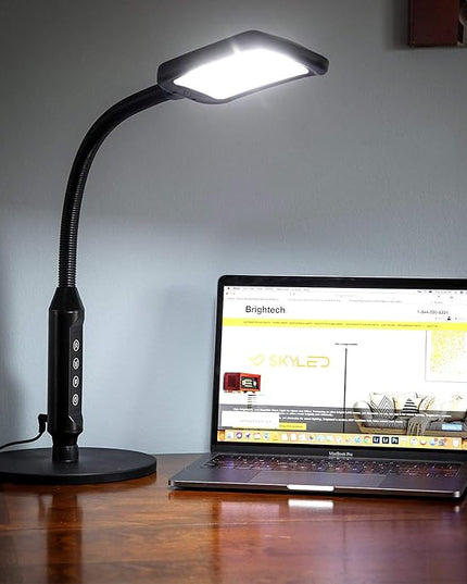 Brightech Litespan 2-in-1 LED Floor & Desk Lamp, Adjustable Height, Shades, Neck, Esthetician Light for Lashes, Portable Gooseneck Standing Lamp for Living Room, Dorm, Table - LeafyLoom