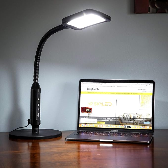 Brightech Litespan 2-in-1 LED Floor & Desk Lamp, Adjustable Height, Shades, Neck, Esthetician Light for Lashes, Portable Gooseneck Standing Lamp for Living Room, Dorm, Table - LeafyLoom