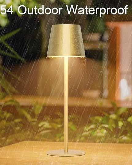 2 Pack Dimmable Table Lamp 3000k Warm White, IP54 Wireless Bottle Lamp for Indoor and Outdoor, 5000 mAh Rechargeable Table Lamp for Family, Restaurant & Bar(Gold) - LeafyLoom