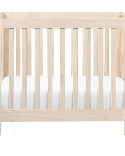 Babyletto Origami Mini Portable Crib Folding with Wheels in Washed Natural, 2 Adjustable Mattress Positions, Greenguard Gold Certified - LeafyLoom
