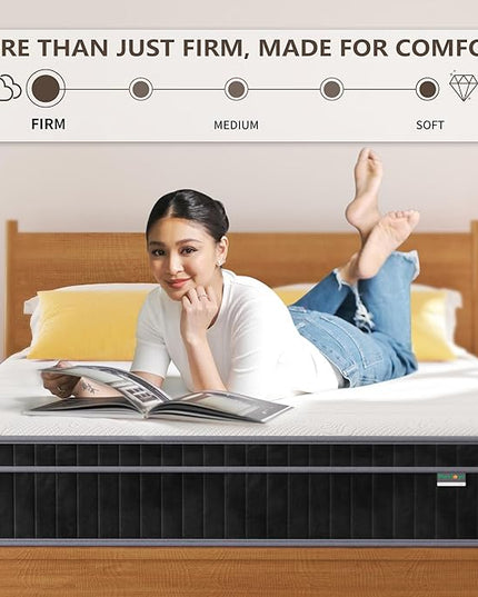 Firm Full Mattress, 12 inch Cooling-Gel Memory Foam and Pocket Spring Hybrid Mattress,Firm Feel,Full Bed Mattress in a Box, CertiPUR-US Certified, Full Size Mattress - LeafyLoom