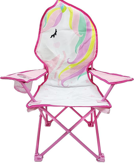Heritage Kids Children's Figural Camp Chair, White Unicorn - LeafyLoom