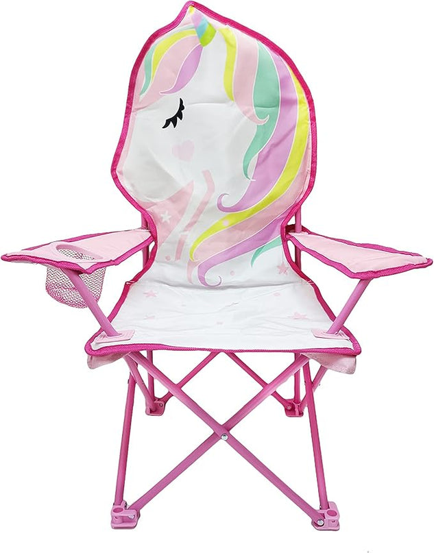 Heritage Kids Children's Figural Camp Chair, White Unicorn - LeafyLoom