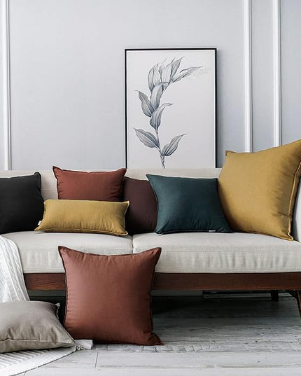 Jeanerlor Set of 2 20"x20" Pillowcase Cousion Cover Decor Cotton Linen with Unique Design to Embellish Balcony/Reception,(50 x 50cm), Dark Green - LeafyLoom