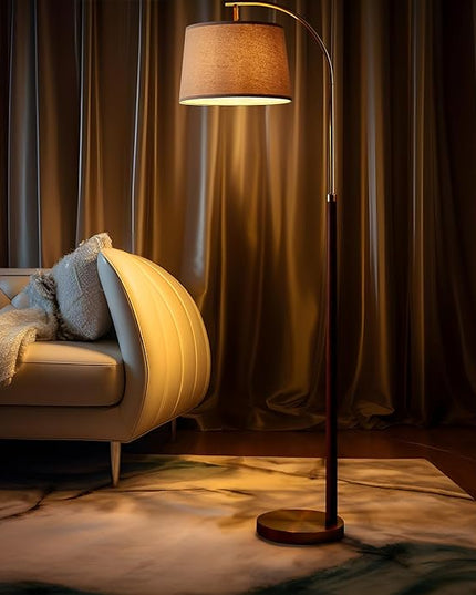 62.5" Gold Floor Lamp for Living Room with Foot Switch Standing Lamp Tall Industrial Reading for Bedroom Office - LeafyLoom