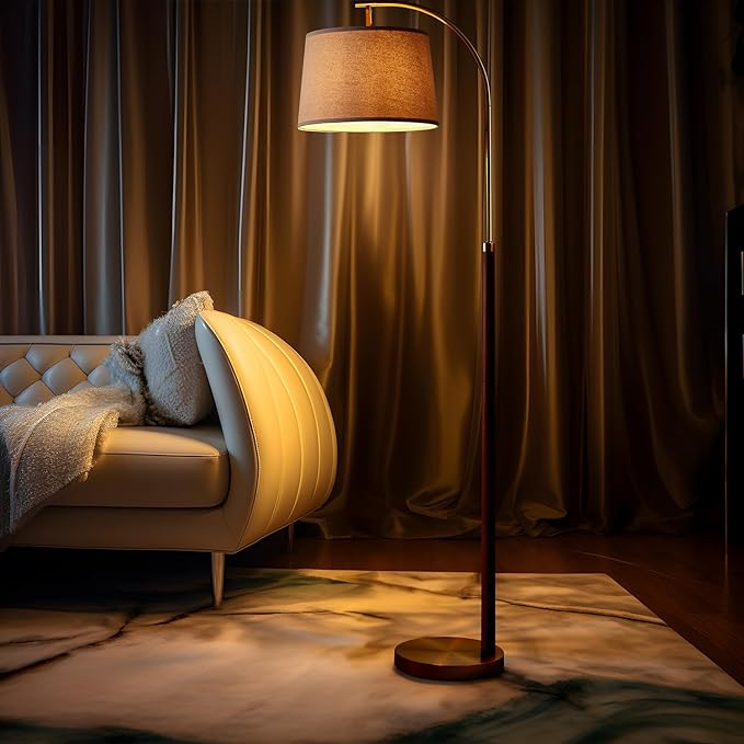 62.5" Gold Floor Lamp for Living Room with Foot Switch Standing Lamp Tall Industrial Reading for Bedroom Office - LeafyLoom