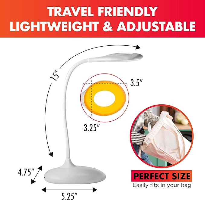 Mito Red Light - Amber Light Lamp - Portable & Flexible Amber Table Lamp - Cordless Lamp, Rechargeable Reading Lamp - Amber Lamp - LeafyLoom