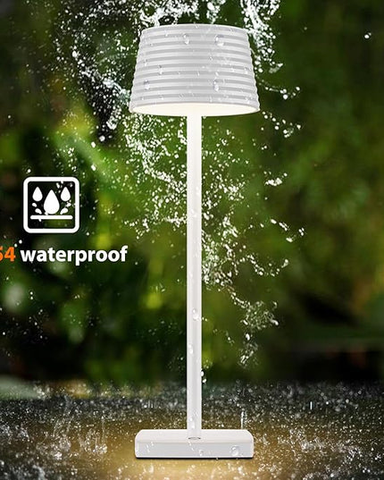 Rechargeable Cordless Table Lamp, Battery 5000mAh Metal Aluminum Housing USB LED Portable Powered Desk Lamp, 3 Levels Brightness Night Light for Restaurants Bars Outdoor (White-2pack) - LeafyLoom