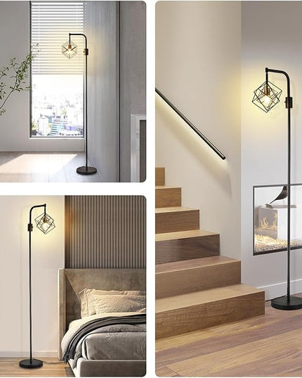 Dimmable Farmhouse Floor Lamp for Living Room, 1 Light Rustic Standing Tall Lamp, Modern Bright Floor Lamp, Industrial Standing Lamp for Bedroom, Tall Pole Lamps Office, LED Bulbs Included. - LeafyLoom