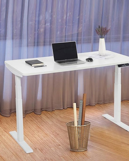 55“*27.5”Height Adjustable Electric Standing Desk with Storage Sit Stand Desk Computer Desk Home Office Desk Memory Controller by BOSCH Motor by BOSCH (Wood/White Frame 55 * 27.5) - LeafyLoom