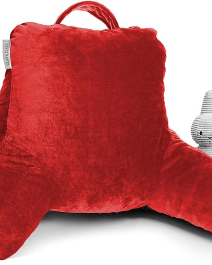 Clara Clark Reading Pillow with Portable Lap Desk Set for Kids, Back Pillow for Sitting Up in Bed, Memory Foam Back Support Pillow, Bed Rest Pillow with Foldable Laptop Desk, Small - Red - LeafyLoom