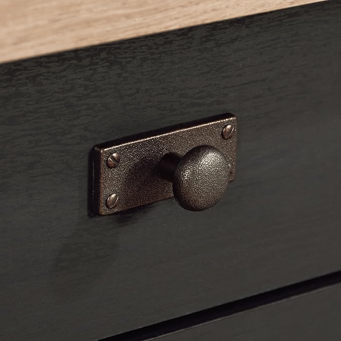 Sauder Cottage Road L-Desk, L: 65.12" x W: 58.66" x H: 29.76", Raven Oak Finish - LeafyLoom