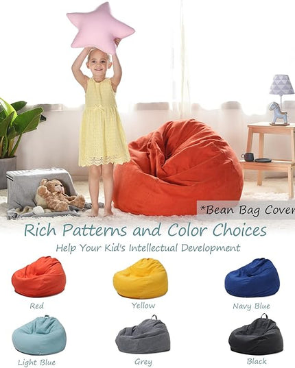 YuppieLife Kids Storage Bean Bag Cover（No Filling） Toy Organizer|Carrying Handle Sofa|Available for Kids and Teenager|Cuddle Chair|Machine Washable and Durable（27'',OrangeRed） - LeafyLoom