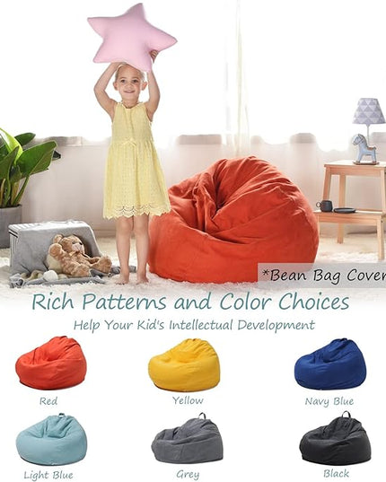 YuppieLife Stuffed Animals Bean Bag Chair Cover Candy-Colored Bean Bag（Just Cover, No filling）/Extra Large Stuff 'n Sit Organization/Toy Storage Bag/Kids Toys Organizer（38'',OrangeRed） - LeafyLoom