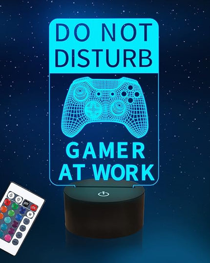 YuanDian Do Not Disturb Gamer at Work Night Light,Gamepad Graphic Video Games Gamer Gift Funny 3D Illusion Lamp 16 Colors Changing Touch & Remote Control for Men Teenagers and Kids - LeafyLoom
