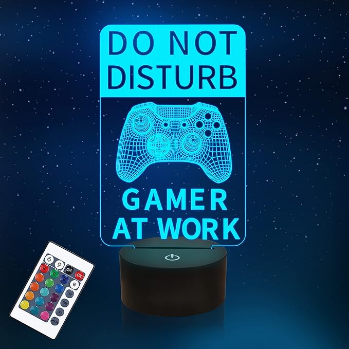 YuanDian Do Not Disturb Gamer at Work Night Light,Gamepad Graphic Video Games Gamer Gift Funny 3D Illusion Lamp 16 Colors Changing Touch & Remote Control for Men Teenagers and Kids - LeafyLoom