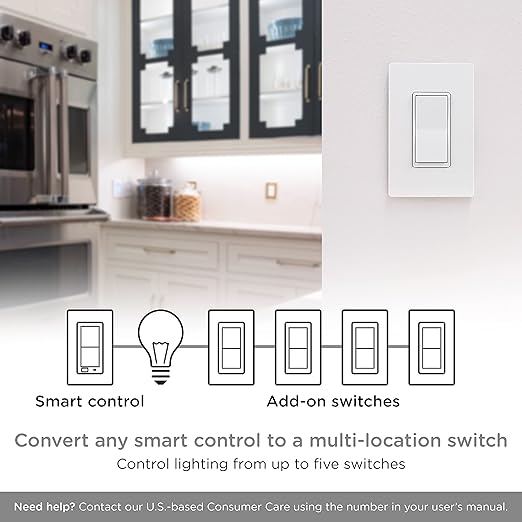 GE Enbrighten Add-On Switch QuickFit and SimpleWire, In-Wall Paddle, Z-Wave ZigBee Wireless Smart Lighting Controls, Latest Version, NOT A STANDALONE Switch, 46199 GE