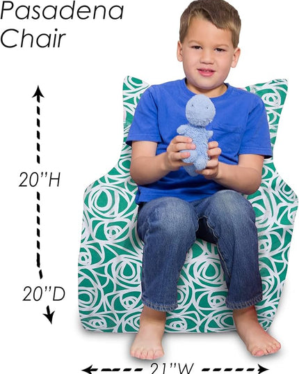 Posh Creations Structured Comfy Bean Bag Chair for Gaming, Reading, and Watching TV, Pasadena Chair, Canvas - Roses Mint - LeafyLoom