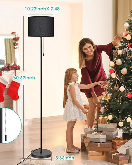 FOLKSMATE Floor Lamp for Living Room, LED Modern Simple Standing Lamp, Black Tall Lamps for Bedroom, Living Room, Office, Kids Room and Reading, Minimalist Pole Lamp with Shade, without Bulb - LeafyLoom