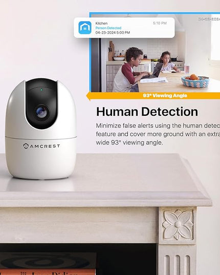 Amcrest 1080P WiFi Camera Indoor, Nanny Cam, Dog Camera, Sound & Baby Monitor, Human & Pet Detection, Motion-Tracking, Phone App, Pan/Tilt Wireless IP Camera, Night Vision, Smart Home ASH21-W Amcrest