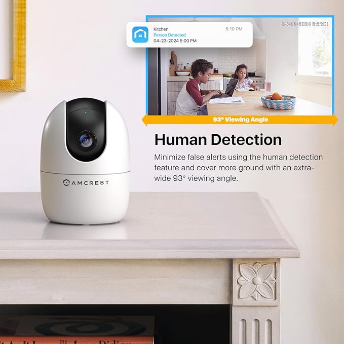 Amcrest 1080P WiFi Camera Indoor, Nanny Cam, Dog Camera, Sound & Baby Monitor, Human & Pet Detection, Motion-Tracking, Phone App, Pan/Tilt Wireless IP Camera, Night Vision, Smart Home ASH21-W Amcrest