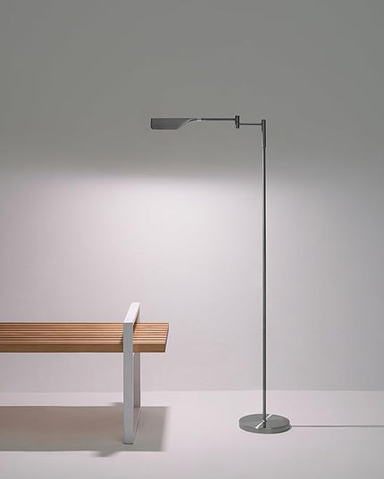 Brightech Leaf Pharmacy LED Reading Lamp, Dimmable Floor Lamp with Easy Rotation over Chair or Desk for Living Rooms & Offices, Adjustable Standing Lamp, Tall Lamp For Sewing & Craft - Platinum Silver - LeafyLoom