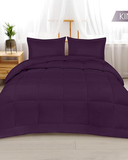 Utopia Bedding King Size Comforter Set with 2 Pillow Shams, Bedding Comforter Sets, Down Alternative Plum/Purple Comforter, Soft and Comfortable, Machine Washable - LeafyLoom