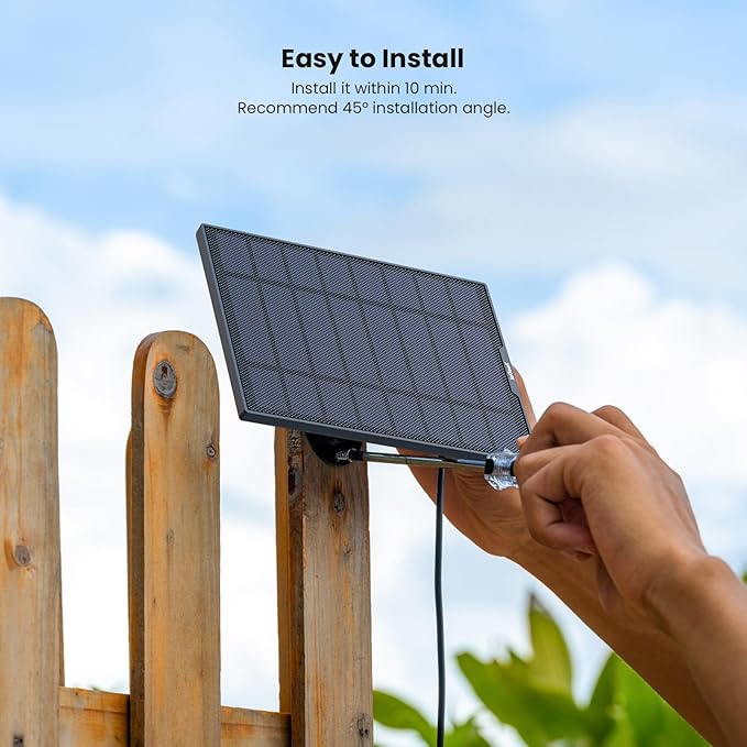 ieGeek Solar Panel for Wireless Outdoor Security Camera, Compatible with DC 5V Rechargeable Battery Powered Surveillance Cam,5V 1A 3W Type C Port, 9.5ft Cable, Adjustable Mounting Bracket(No Camera) ieGeek