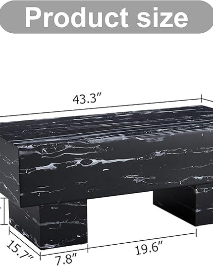 NicBex 43.3Inch Rectangular Dining Table,Minimalist Kitchen Table with Black and White Patterns Tabletop for 4 to 6,Modern Coffee Table,Dining Room Table for Kitchen,Small Space and Living Room,Black - LeafyLoom