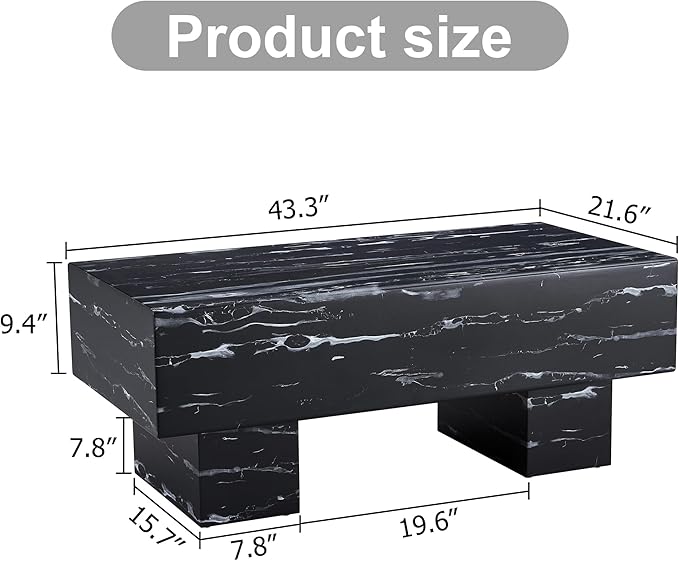 NicBex 43.3Inch Rectangular Dining Table,Minimalist Kitchen Table with Black and White Patterns Tabletop for 4 to 6,Modern Coffee Table,Dining Room Table for Kitchen,Small Space and Living Room,Black - LeafyLoom