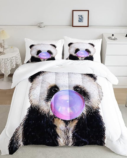 CVHOUSE Panda Bedding Set,Panda Comforter Full,Cute Panda Comforter Set for Girls Kids Teens,Kawaii Panda Quilt Set with 1 Comforter and 2 Pillow Cases- 3 Piece - LeafyLoom