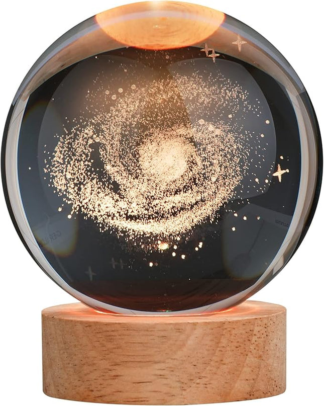 Large 3D Galaxy Crystal Ball Night Light, Crystal Lamp 16 Color Changing with Remote Control for Bedroom Decor, Birthday Gift for Teens Boys and Girls, Galaxy Model - LeafyLoom