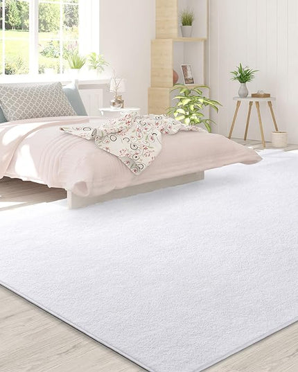 Area Rugs for Bedroom Living Room, 5x8 White Super Soft Comfy Thickened Memory-Foam Indoor Carpets, Modern Aesthetic Minimalist Carpet for Boys Girls Adults Apartment Nursery Home Décor - LeafyLoom