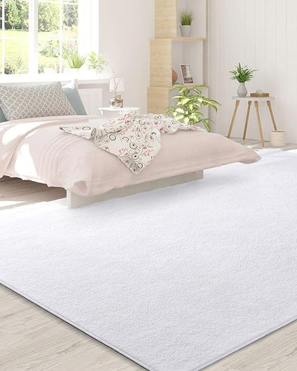 Area Rugs for Bedroom Living Room, 6x9 White Super Soft Comfy Thickened Memory-Foam Indoor Carpets, Modern Aesthetic Minimalist Carpet for Boys Girls Adults Apartment Nursery Home Décor - LeafyLoom